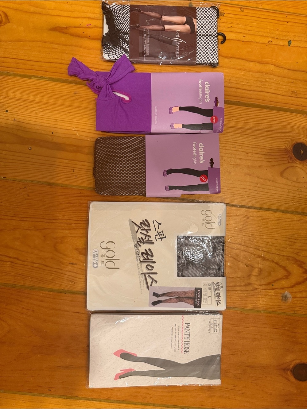 Lot of various fishnets and pantyhose.  Claire's, Gold, Leg Avenue Hosiery